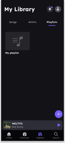 Pantalla 5 de 12 del flujo «Escuchar canción de playlist»