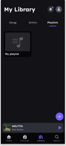 Pantalla 6 de 12 del flujo «Escuchar canción de playlist»