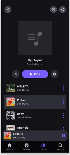 Pantalla 10 de 12 del flujo «Escuchar canción de playlist»