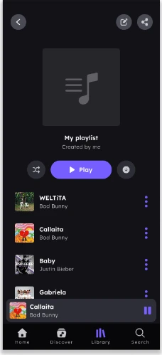 Pantalla 11 de 12 del flujo «Escuchar canción de playlist»