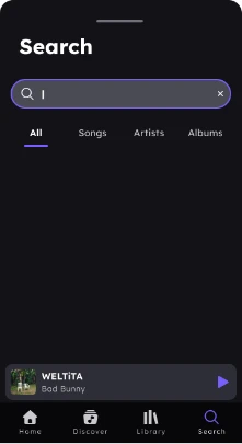 Pantalla 4 de 8 del flujo «Buscar canción / artista»